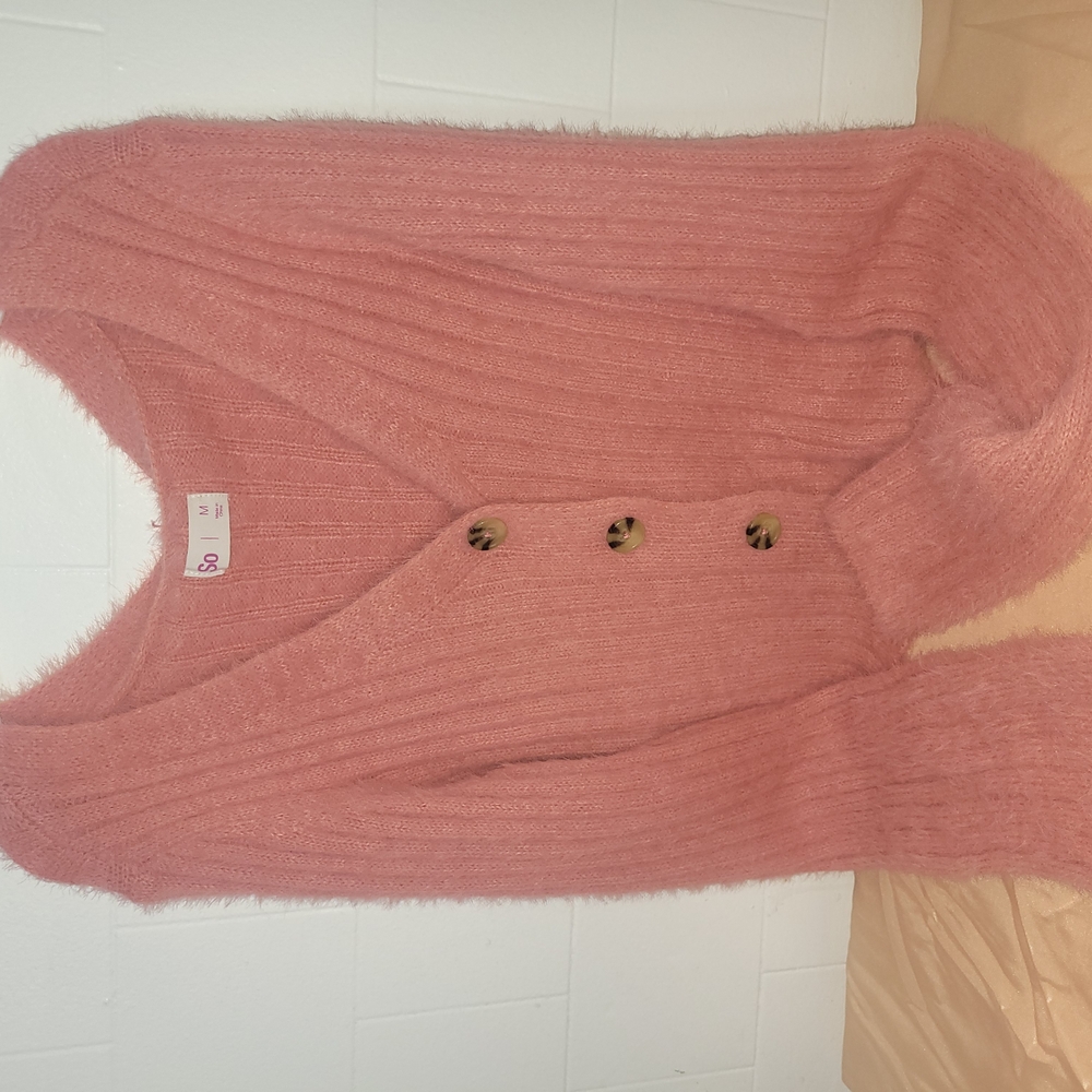 Cozy Pink Button-Up Sweater